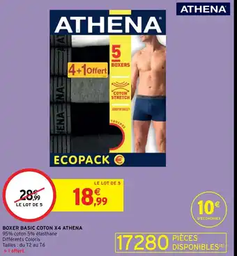 Boxer Basic Coton X4 Athena