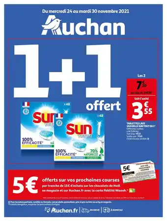Auchan Tablettes Lave Vaisselle Sun Tout En 1 offre