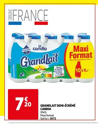 Auchan Grandlait Demi-écrémé Candia offre