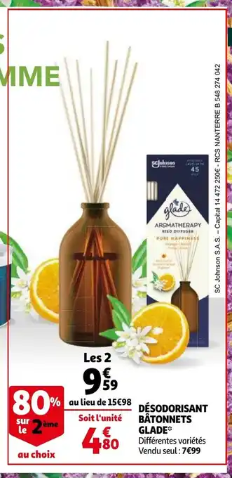 Auchan Désodorisant Batonnets Glade offre