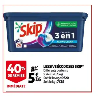 Auchan Lessive écodoses Skip offre