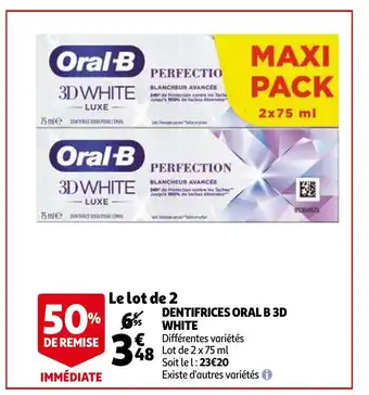 Auchan Dentifrices Oral B 3D White offre