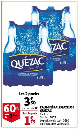 Auchan Eau Minérale Gazeuse Quézac offre