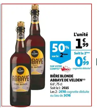 Auchan Biére Blonde Abbaye De Velden offre