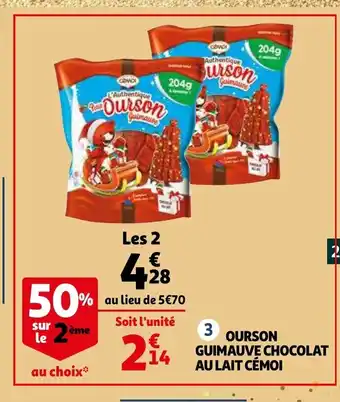 Auchan Ourson Guimauve Chocolat Au Lait Cémoi offre