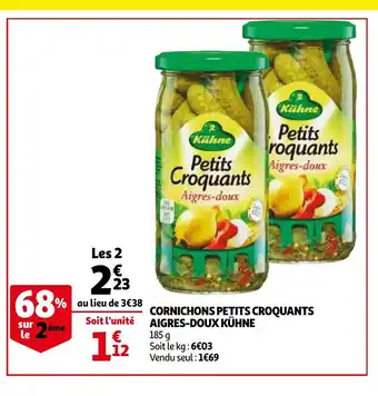 Auchan Cornichons Petits Croquants Aigres-Doux Kuhne offre