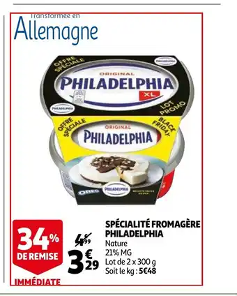 Auchan Spécialité Fromagére Philadelphia offre