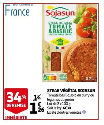 Auchan Steak Végétal Sojasun offre