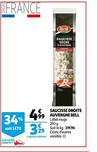 Auchan Saucisse Droite Auvergne Bell offre