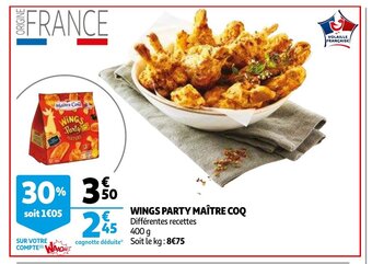 Auchan Wings Party Maitre Coq offre