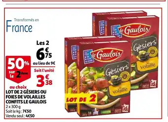 Auchan Lot De 2 Gésiers Ou Foies De Volailles Confits Le Gaulois offre
