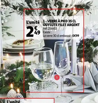 Auchan 1-Verre A Pied 35 L Ou Flute Filet Argent offre
