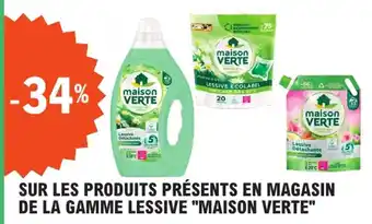 E.Leclerc Maison Verte -34% sur les produits présents en magasin de la gamme lessive Maison Verte offre