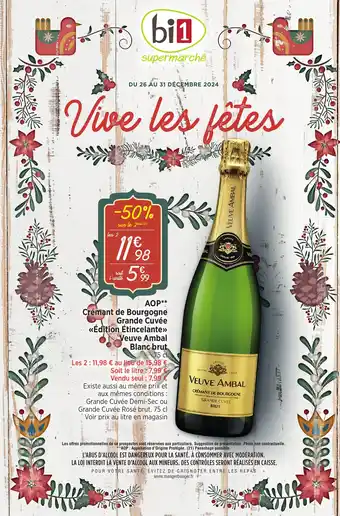 Bi1 AOP Crémant de Bourgogne Grande Cuvée Édition Étincelante Veuve Ambal offre