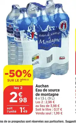 Bi1 Auchan Eau de source de montagne offre