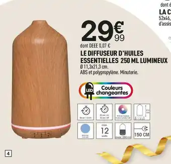 Le diffuseur d'huiles essentielles 250 ml lumineux