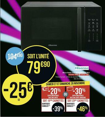 Géant Casino Hisense micro-ondes grill h23mobs5hg noir offre