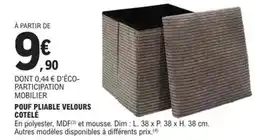 E.Leclerc Dim - pouf pliable velours cotelé offre