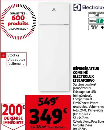 Auchan Réfrigérateur combiné electrolux offre
