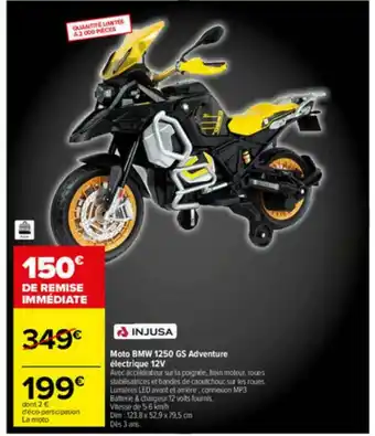 Carrefour Moto Bmw 1250 Gs Adventure électrique 12v Injusa offre