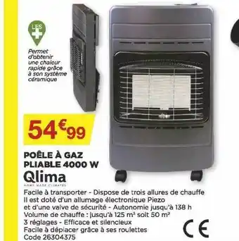 Bricomarché Poêle à Gaz Pliable 4000 W Qlima offre