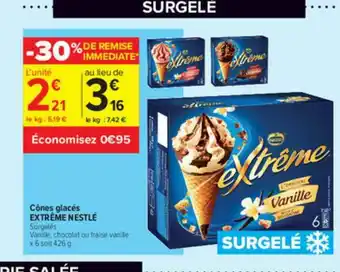 Carrefour Contact Cônes Glacés Extrême Nestlé offre