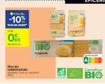 Carrefour Contact Pâtes Bio Carrefour Bio offre