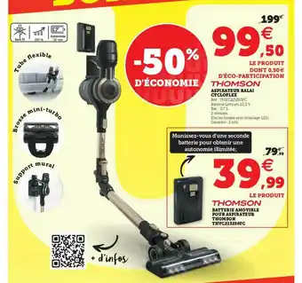 Aspirateur Balai Cycloflex, Batterie Amovible Pour Aspirateur Thomson