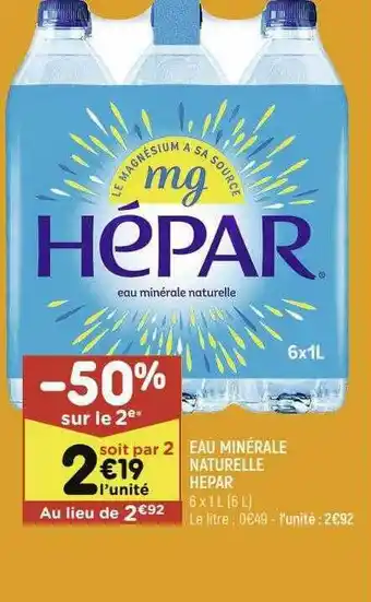 Leader Price Eau Minérale Naturelle Hépar offre