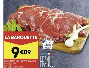 Leader Price Viande Bovine Faux Filet à Griller X4 offre