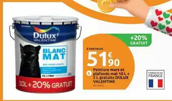 Mr Bricolage Peinture Murs Et Plafonds Mat 10 L + 2 L Gratuits Dulux Valentine offre