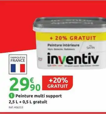 Mr Bricolage Peinture Multi Support 2,5 L + 0,5l Gratuit Inventiv offre