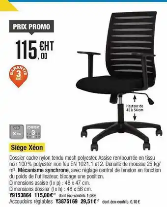 Plein ciel Siège Xéon offre