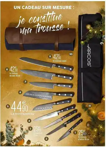 Culinarion Le Couteau Du Chef 20 Cm, Le Couteau à Pain, Le Mini-santoku, Le Légufruit 12 Cm, Le Couteau D'office 10 Cm Arcos offre