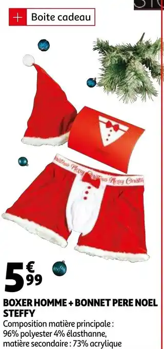 Promo Boxer homme bonnet pere noel steffy chez Auchan