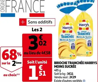 Auchan Brioche tranchée harrys moins sucrée offre