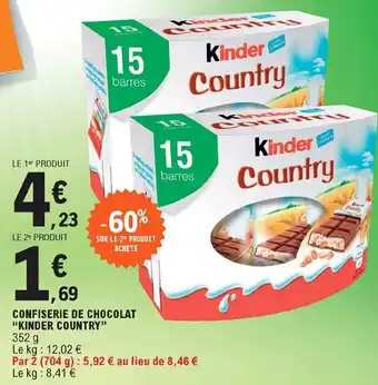 E.Leclerc Confiserie de chocolat "kinder country" offre