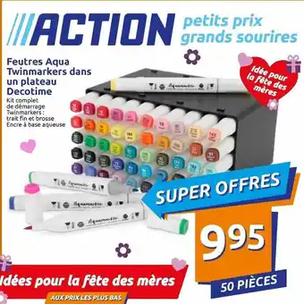 Action Feutres Aqua Twinmarkers Dans Un Plateau Decotime offre