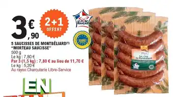 E.Leclerc 5 Saucisses de montbéliard "morteau saucisse" offre