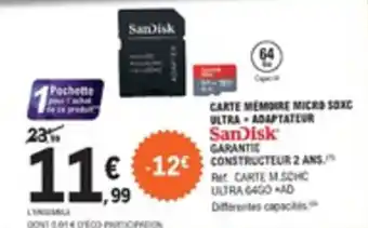 E.Leclerc Carte mémoire micro soxc ultra offre