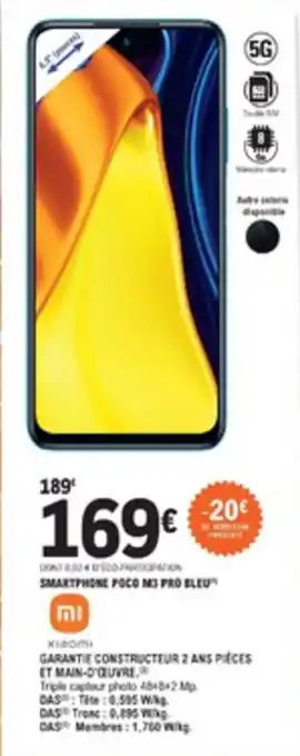 E.Leclerc Smartphone poco M3 pro bleu offre