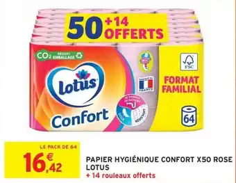 Intermarché Hyper LOTUS Papier hygiénique confort x50 rose offre