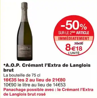 Monoprix A.o.p. crémant l'extra de langlois brut offre