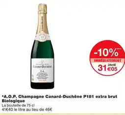 A.o.p. champagne canard-duchĂȘne p181 extra brut biologique