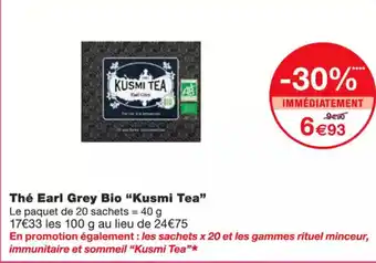 Monoprix KUSMI TEA Thé Earl grey bio offre