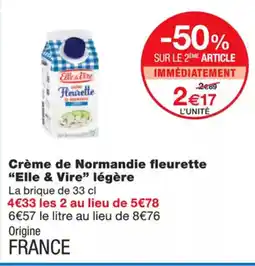 Monoprix ELLE & VIRE Crème de normandie fleurette légère offre