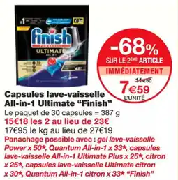 Monoprix FINISH Capsules lave-vaisselle all-in-1 ultimate offre