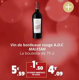 Coccimarket MALESAN Vin de bordeaux rouge a.o.c offre