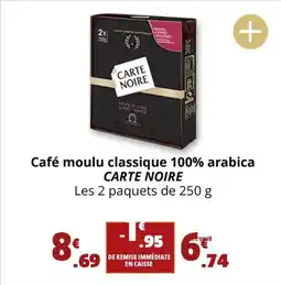 Coccimarket CARTE NOIRE Café moulu classique 100% arabica offre