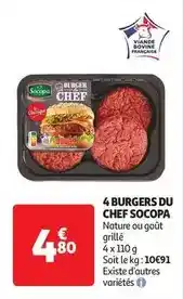 Auchan Socopa - 4 burgers du chef offre